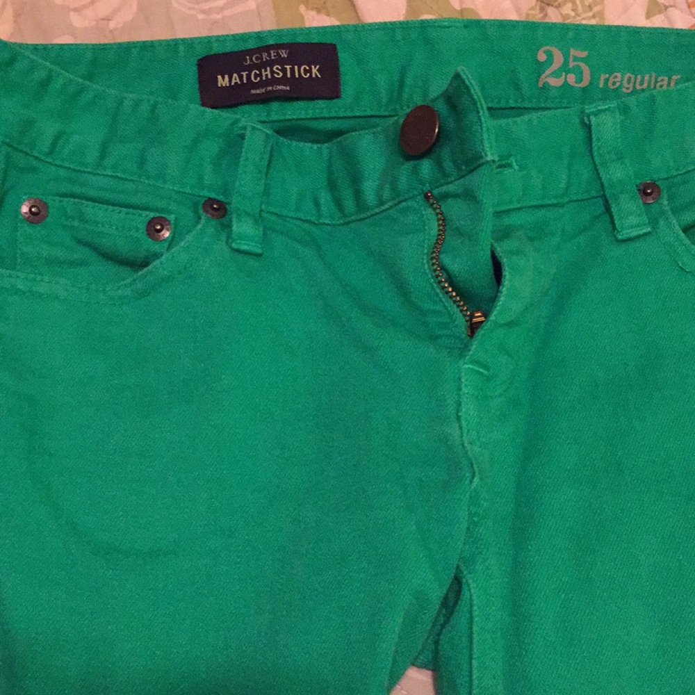 JCrew green matchstick pants